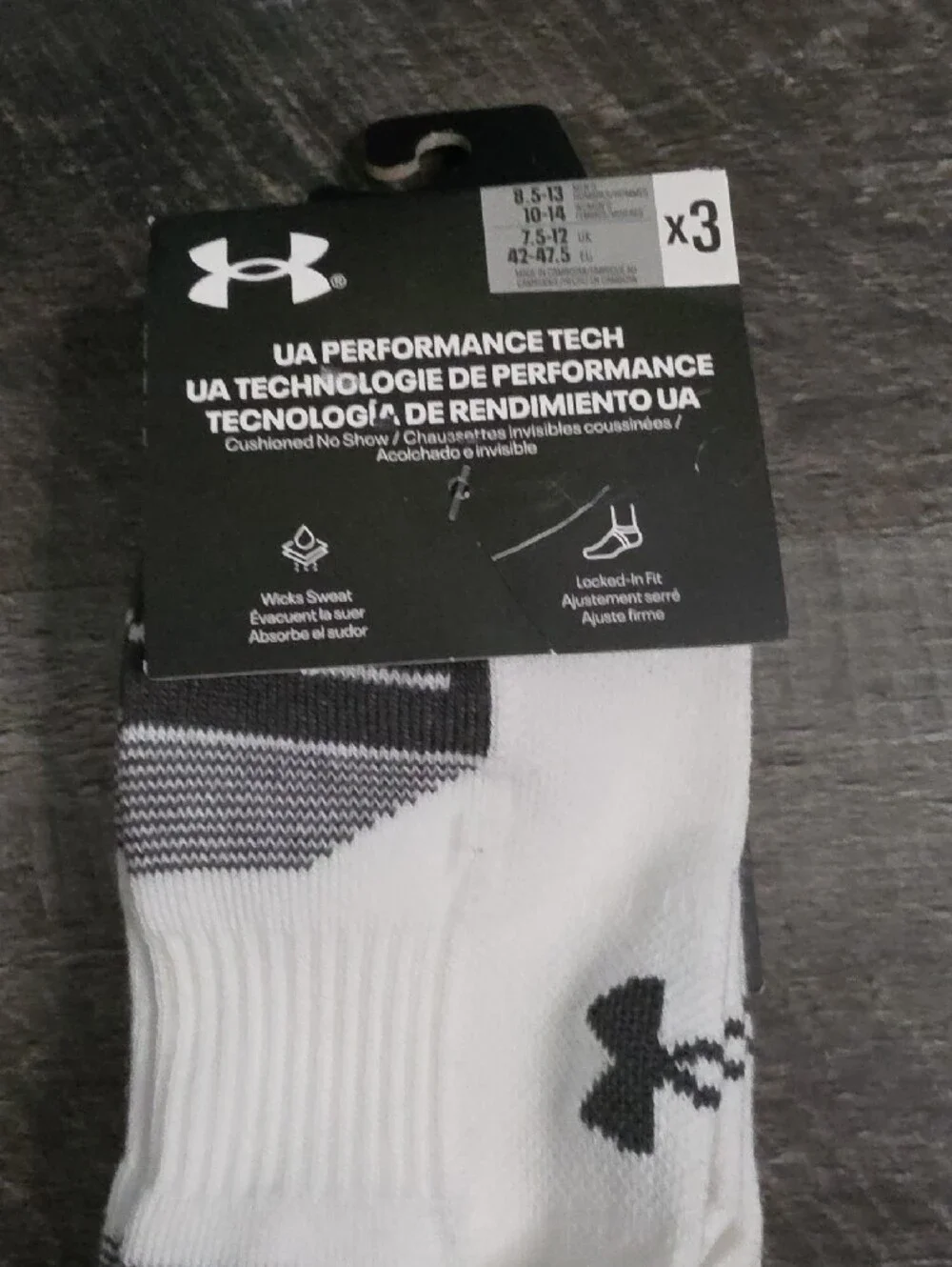 Under Armour White and Black Performance Crew Athletic Socks - 3 Pack
